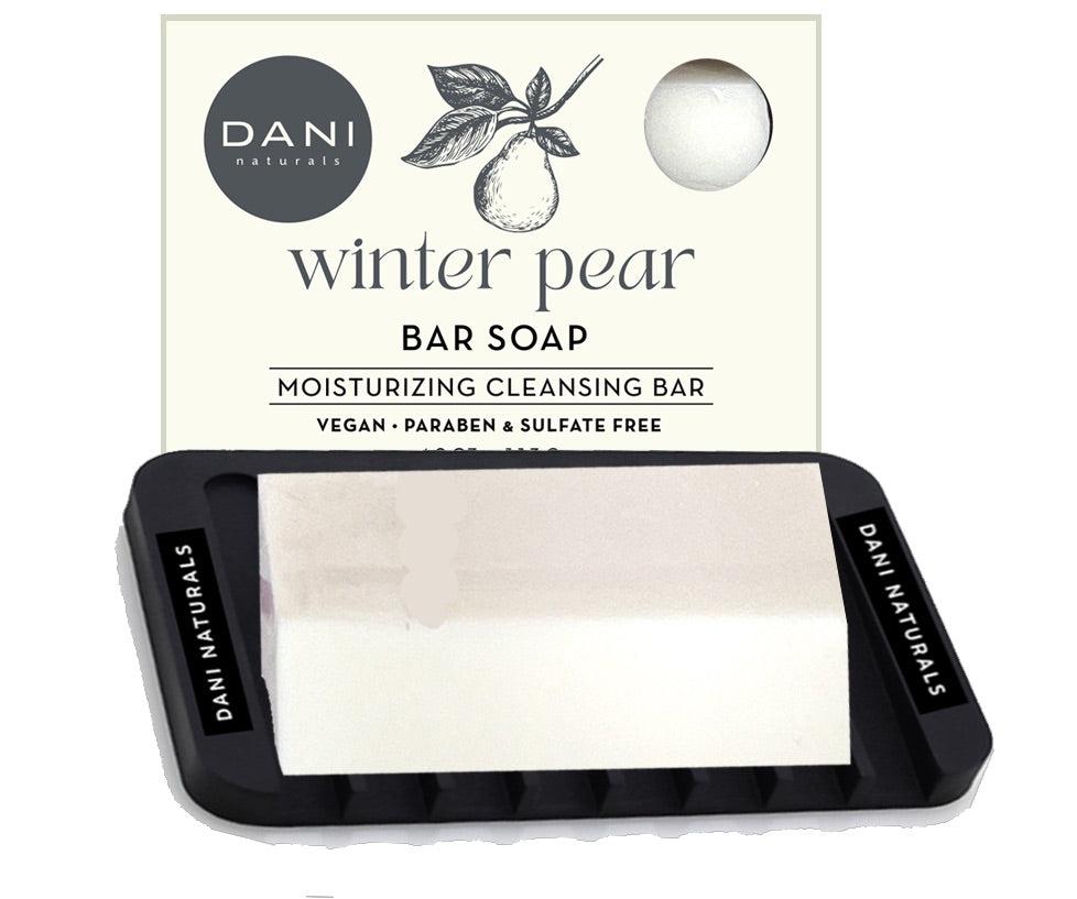 Holiday Gift Set - Bar Soap and Silicone Dish, Winter Pear