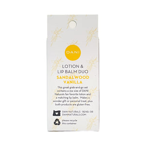 SANDALWOOD VANILLA LOTION AND LIP BALM DUO